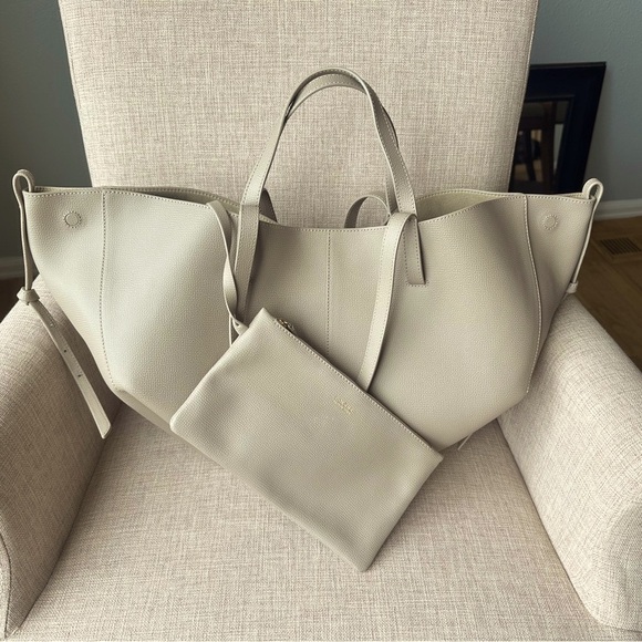 AUTHENTIC Polène Cyme Leather Bag - Taupe w/box, dust bag - Picture 5 of 13